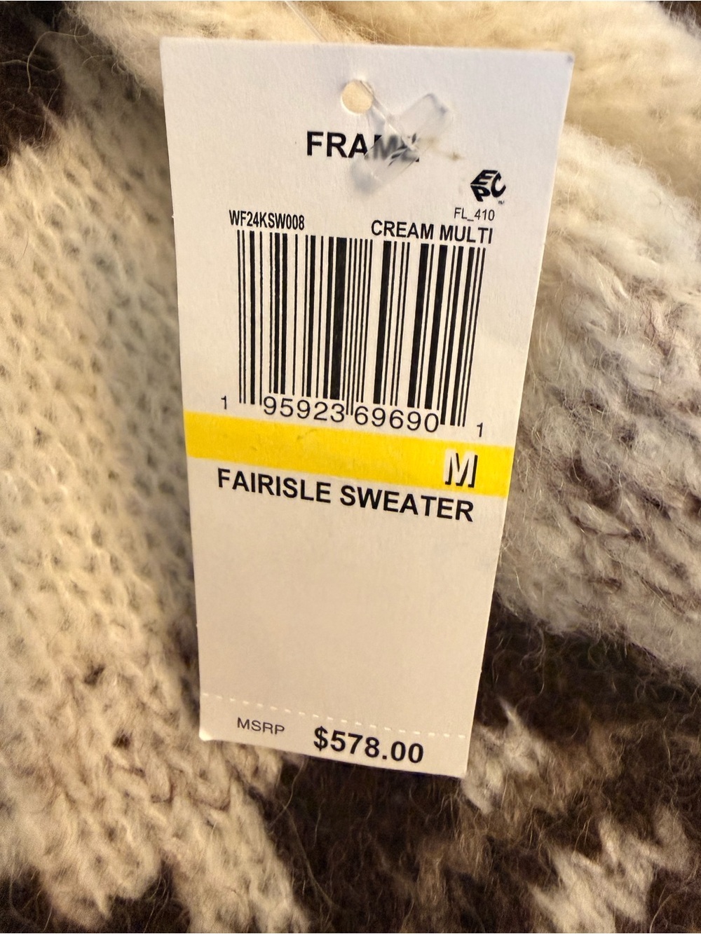 FRAME Fairisle Sweater in Cream Multi Size Medium - Picture 10 of 11